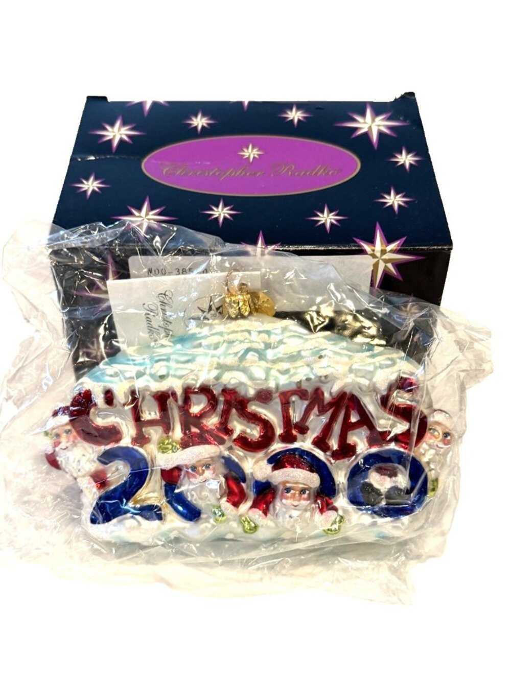 Christopher Radko Christmas 2000 Ornament Santa Vintage 6.25 L New/Sealed Box